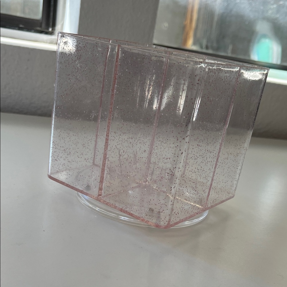 Clear Pink Glitter Acrylic Spinning Organizer